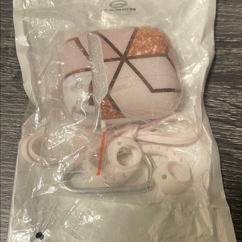 Geometric Pink and White AirPods Case Set
